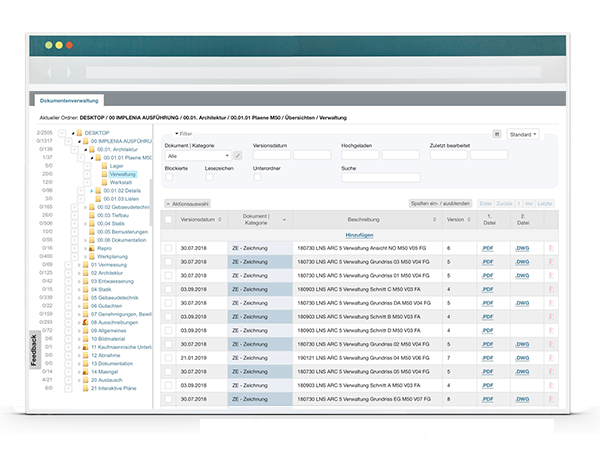 Webbasierte Planverwaltung